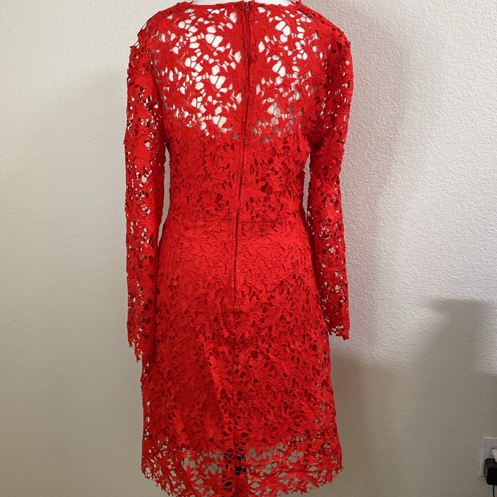 ASTR Red‎ lace Long Sleeve V Neck Lined Back Zip Size XL - Picture 4 of 5